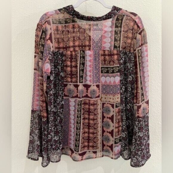 Maurice’s Bundle Floral Blouse Tops Office Bell Sleeve Shabby Chic Western - Picture 6 of 16